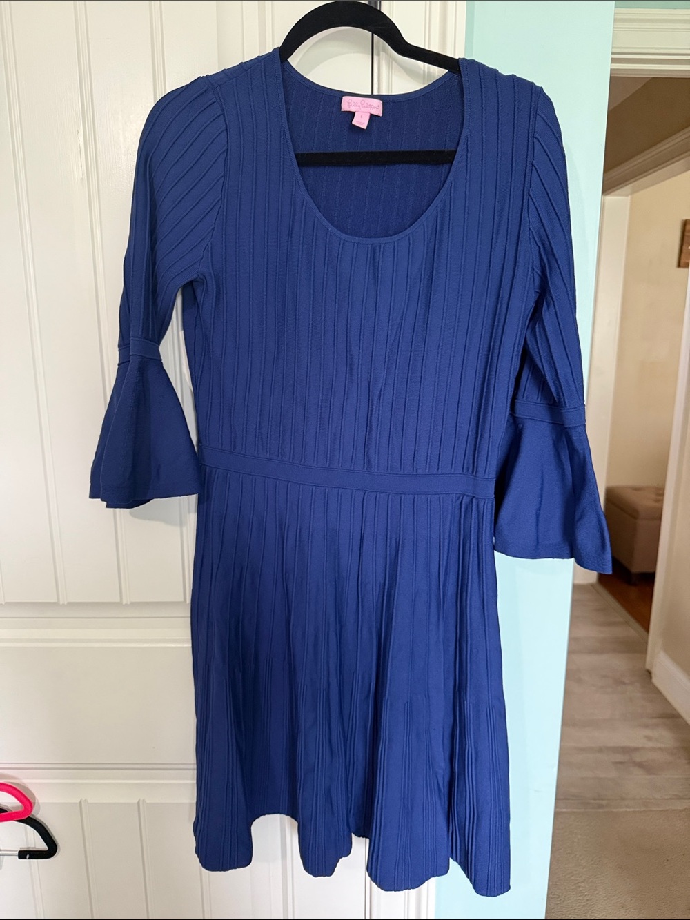 Lilly Pulitzer Navy Ribbed Knit Dress with Pink Label
